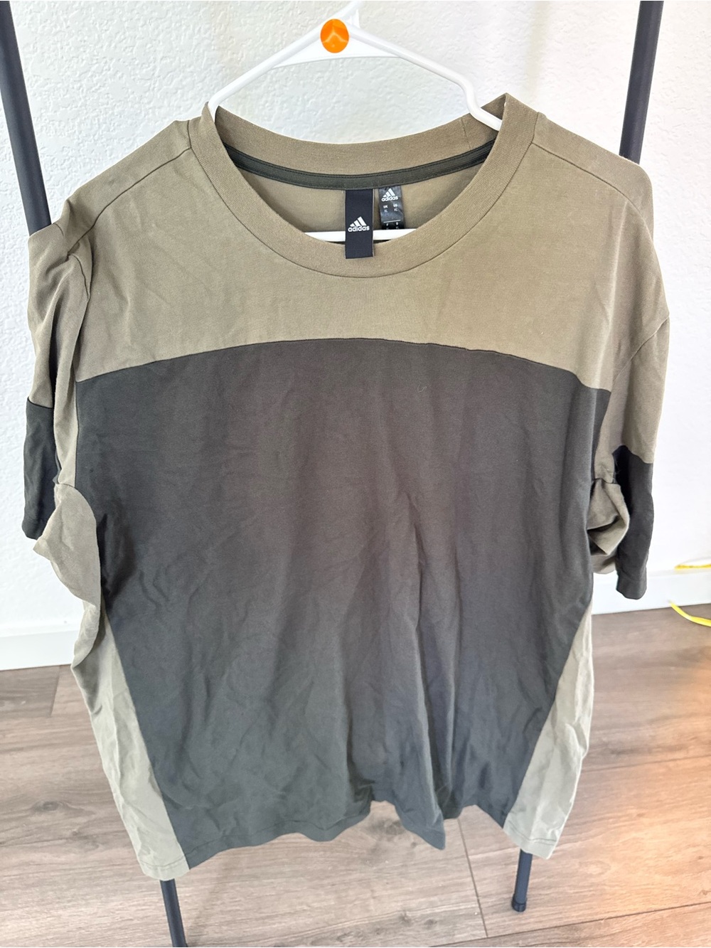 adidas Olive & Black Colorblock Short Sleeve Tee - Men's